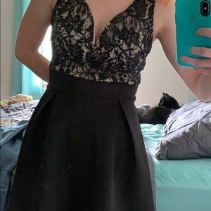 Windsor Black and Tan Lace Pleated Dress